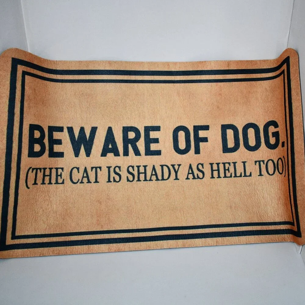 DoubleJun Funny Doormat – “Beware of Dog, The Cat is Shady As Hell Too” – 29.5